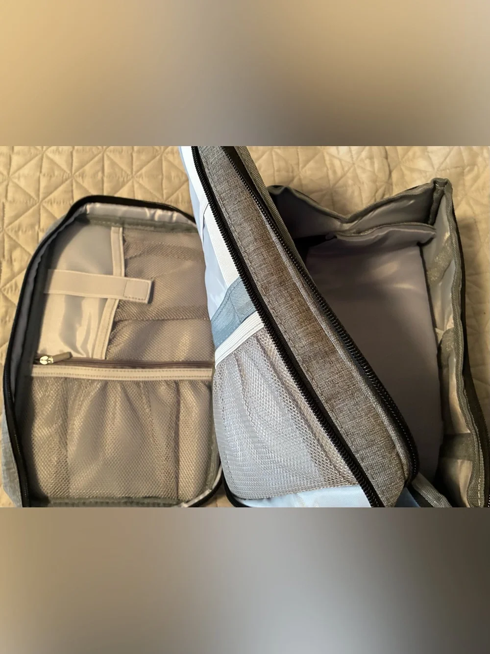 Toiletry Bag Travel Personal Carry Duffel Medicine Unisex NEW Gray Zippers Extra